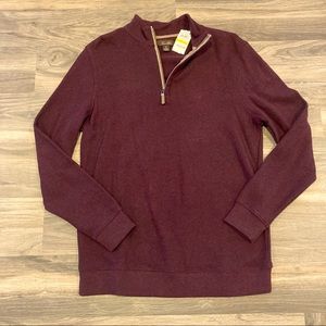 SALE Tasso Elba quarter zip sweater 100% cotton Mens M in Wine